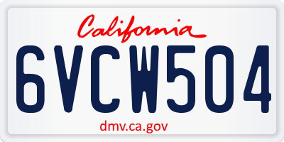 CA license plate 6VCW504