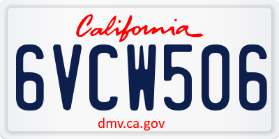 CA license plate 6VCW506