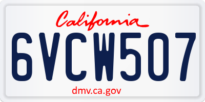 CA license plate 6VCW507