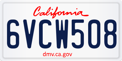 CA license plate 6VCW508