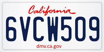 CA license plate 6VCW509