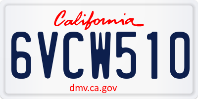 CA license plate 6VCW510