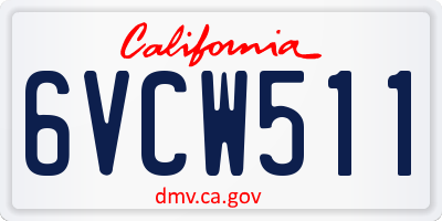 CA license plate 6VCW511