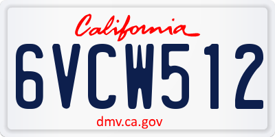 CA license plate 6VCW512