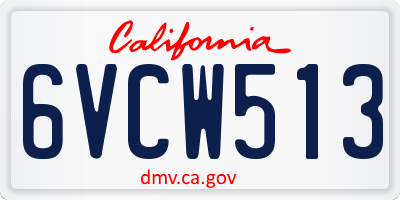 CA license plate 6VCW513