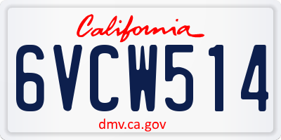 CA license plate 6VCW514