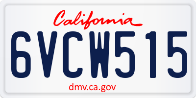 CA license plate 6VCW515
