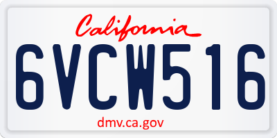 CA license plate 6VCW516