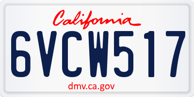 CA license plate 6VCW517