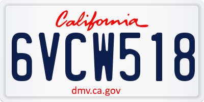 CA license plate 6VCW518