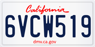 CA license plate 6VCW519