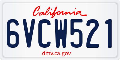CA license plate 6VCW521