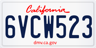 CA license plate 6VCW523