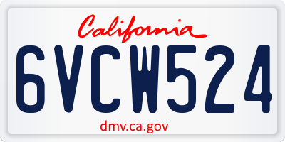 CA license plate 6VCW524