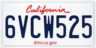 CA license plate 6VCW525