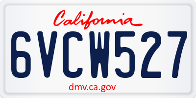 CA license plate 6VCW527