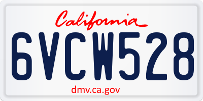 CA license plate 6VCW528