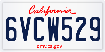 CA license plate 6VCW529
