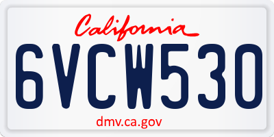 CA license plate 6VCW530
