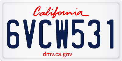 CA license plate 6VCW531