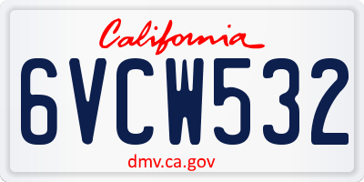 CA license plate 6VCW532