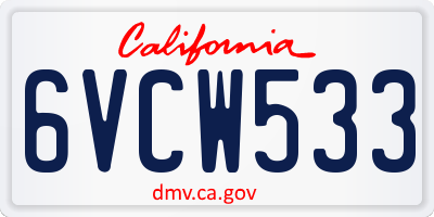 CA license plate 6VCW533