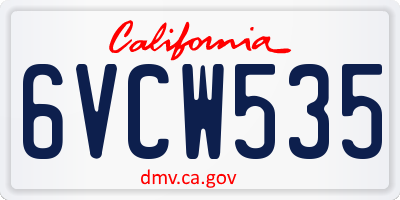 CA license plate 6VCW535