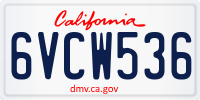 CA license plate 6VCW536