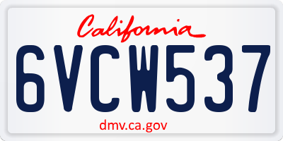CA license plate 6VCW537