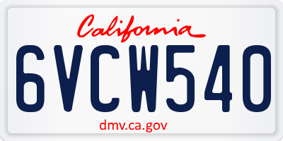 CA license plate 6VCW540