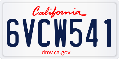 CA license plate 6VCW541