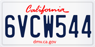 CA license plate 6VCW544