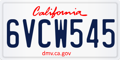 CA license plate 6VCW545