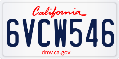 CA license plate 6VCW546