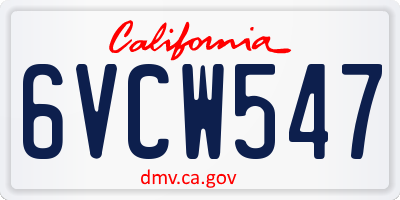 CA license plate 6VCW547