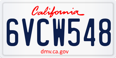 CA license plate 6VCW548