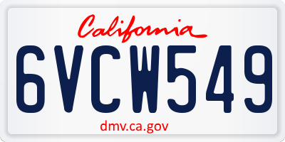 CA license plate 6VCW549