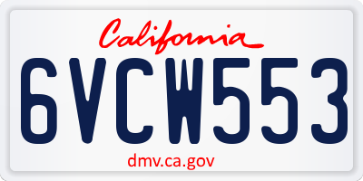 CA license plate 6VCW553
