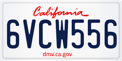 CA license plate 6VCW556