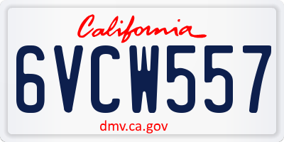 CA license plate 6VCW557