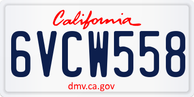 CA license plate 6VCW558