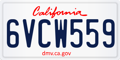CA license plate 6VCW559
