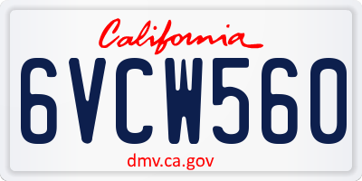 CA license plate 6VCW560