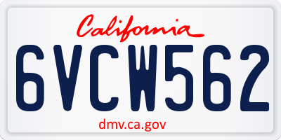 CA license plate 6VCW562