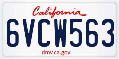CA license plate 6VCW563
