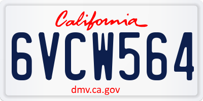CA license plate 6VCW564