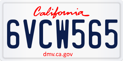 CA license plate 6VCW565
