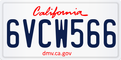 CA license plate 6VCW566