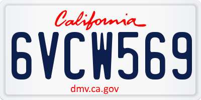 CA license plate 6VCW569