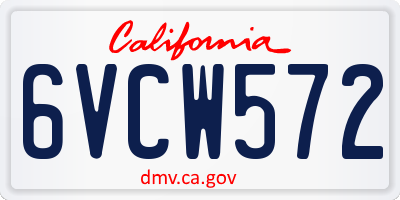 CA license plate 6VCW572